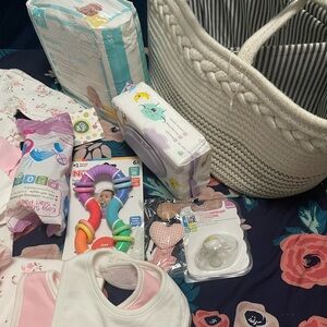 Baby Essentials Bundle with Toys and Bibs